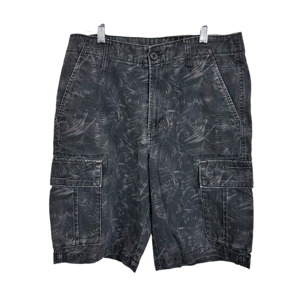 Old Navy Men’s Sz 30 Cargo Shorts Gray Tropical Palm Trees Durable Outdoor